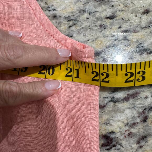 Bryn Walker Light Linen Point Collar Sleeveless Button Front Tunic Orange L - Picture 5 of 8